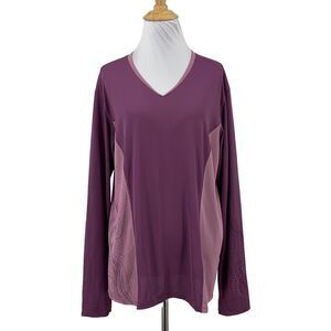Mountain Hardwear Shirt Womens XL Extra Large Plum V Neck Long Sleeve Outdoor